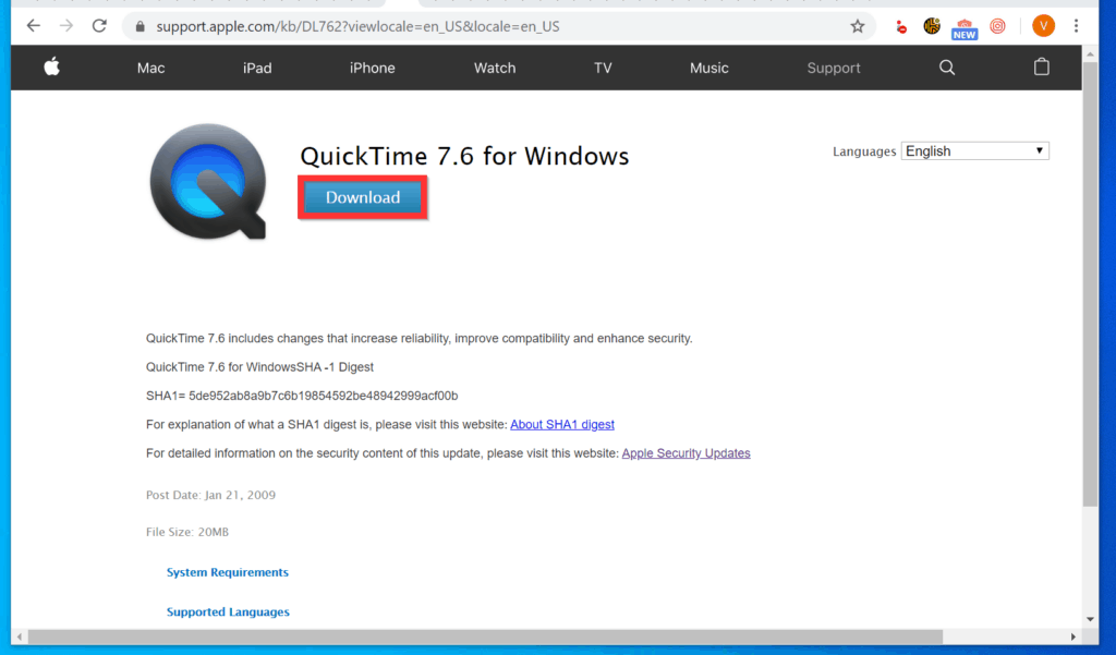 mac quicktime for chrome installation
